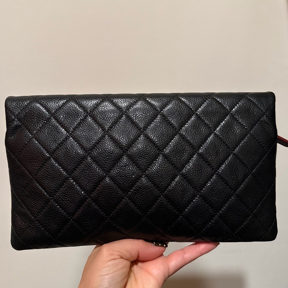 CHANEL Black Foldover Leather Clutch - Picture 5 of 5